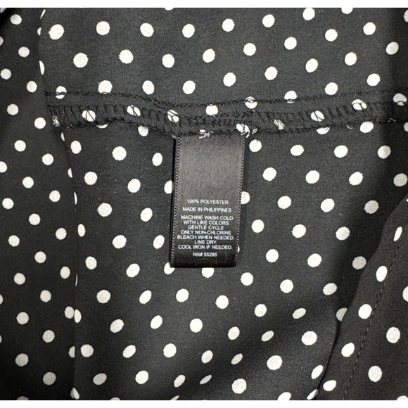 Express Shirt Womens Medium Black White Polka Dots Portofino Office Professional - Picture 6 of 7